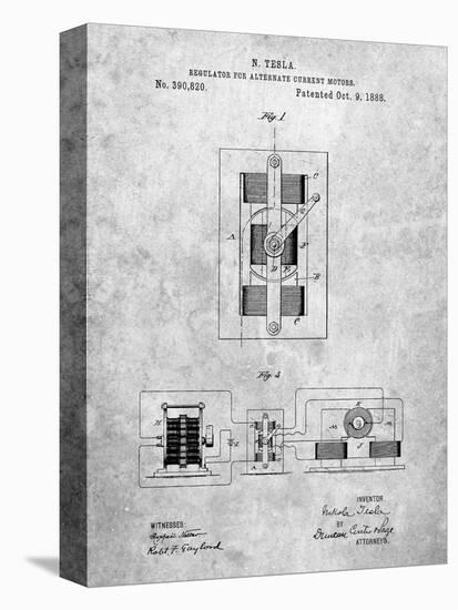 Tesla Regulator for Alternate Current Motor Patent-Cole Borders-Stretched Canvas