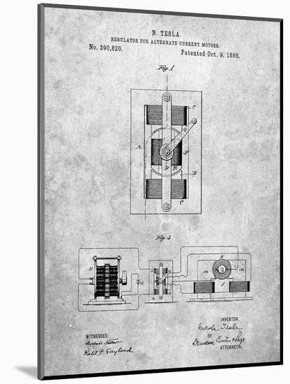Tesla Regulator for Alternate Current Motor Patent-Cole Borders-Mounted Art Print