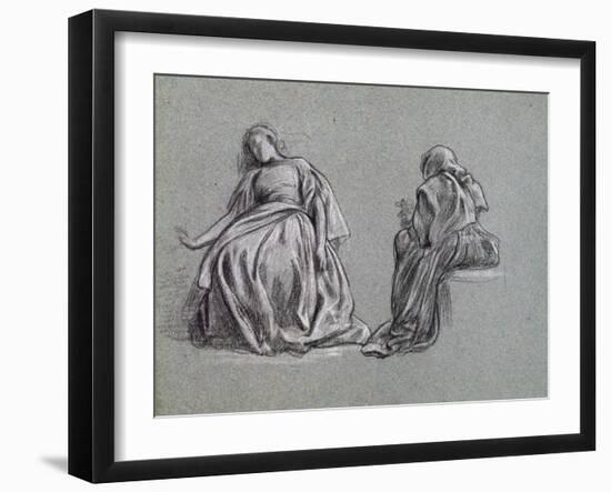 Tessa at Home (For George Eliot's 'Romola'), 1863 (Black & White Chalk on Paper)-Frederic Leighton-Framed Giclee Print