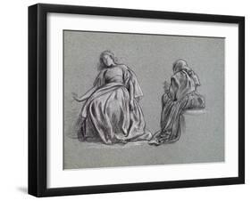 Tessa at Home (For George Eliot's 'Romola'), 1863 (Black & White Chalk on Paper)-Frederic Leighton-Framed Giclee Print