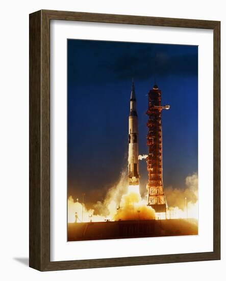 Test Firing of a Saturn V-null-Framed Photographic Print