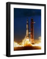 Test Firing of a Saturn V-null-Framed Photographic Print