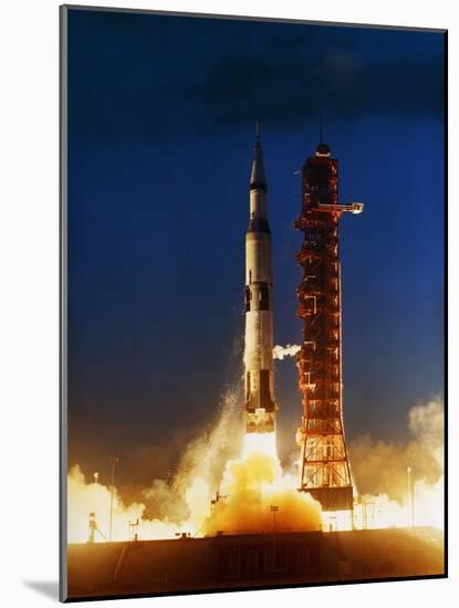 Test Firing of a Saturn V-null-Mounted Photographic Print