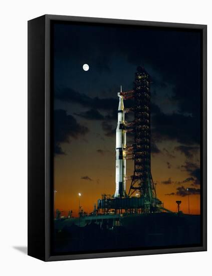 Test Flight of Giant Saturn V Rocket for Apollo 4 Mission at Kennedy Space Center, Nov 8, 1967-null-Framed Stretched Canvas