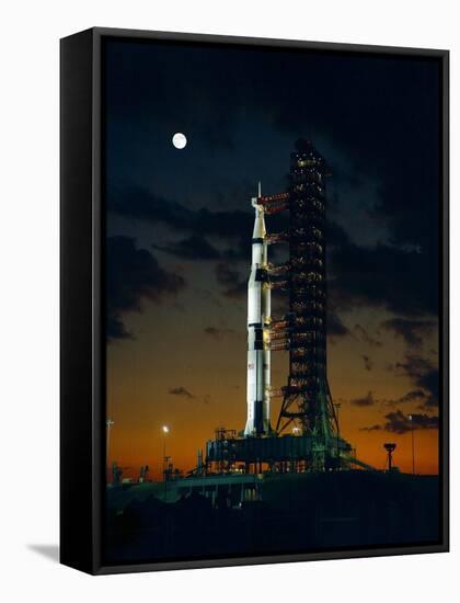 Test Flight of Giant Saturn V Rocket for Apollo 4 Mission at Kennedy Space Center, Nov 8, 1967-null-Framed Stretched Canvas