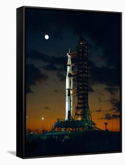 Test Flight of Giant Saturn V Rocket for Apollo 4 Mission at Kennedy Space Center, Nov 8, 1967-null-Framed Stretched Canvas