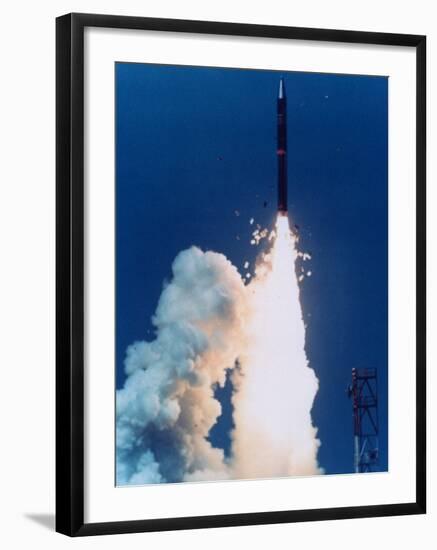 Test Launch of Midgetman Small Icbm Non-Operational System-null-Framed Photographic Print