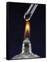 Test tube with liquid, over flame-null-Framed Stretched Canvas