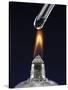 Test tube with liquid, over flame-null-Stretched Canvas