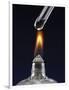 Test tube with liquid, over flame-null-Framed Photographic Print