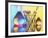 Test Tubes In Beaker with Pipette And Flasks-Tek Image-Framed Photographic Print