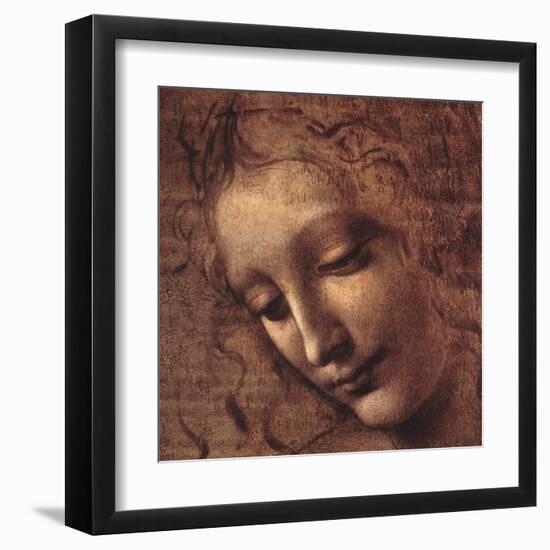 Testa di Faniciulla Detta (detail)-Leonardo da Vinci-Framed Art Print