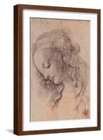 Testa di Giovinetta-Leonardo da Vinci-Framed Art Print