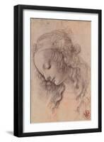 Testa di Giovinetta-Leonardo da Vinci-Framed Art Print