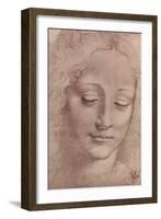 Testa di Giovinetta-Leonardo da Vinci-Framed Art Print