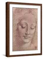 Testa di Giovinetta-Leonardo da Vinci-Framed Art Print