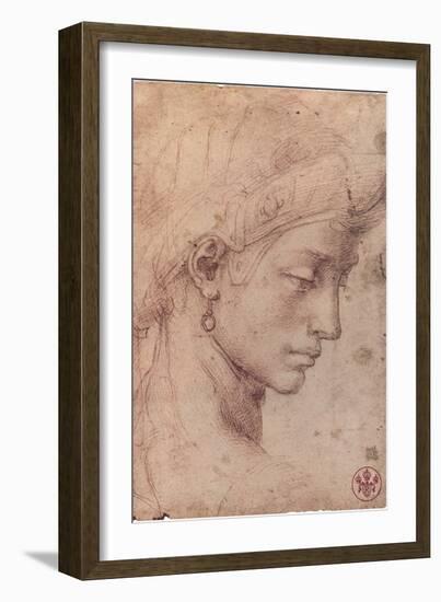 Testa Femminile di Profilo-Michelangelo Buonarroti-Framed Art Print