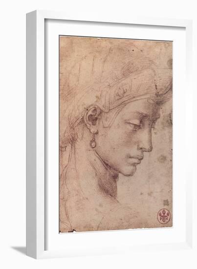 Testa Femminile di Profilo-Michelangelo Buonarroti-Framed Art Print