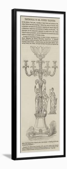 Testimonial to Mr Justice Talfourd-null-Framed Giclee Print