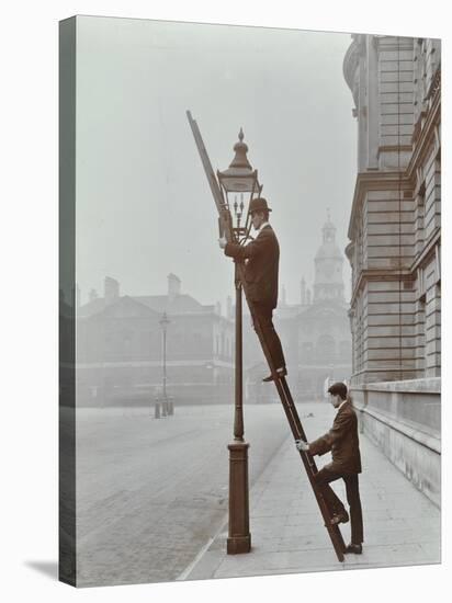 Testing Gas Pressure in Street Lighting, Westminster, London, 1910-null-Stretched Canvas