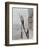 Testing Gas Pressure in Street Lighting, Westminster, London, 1910-null-Framed Photographic Print