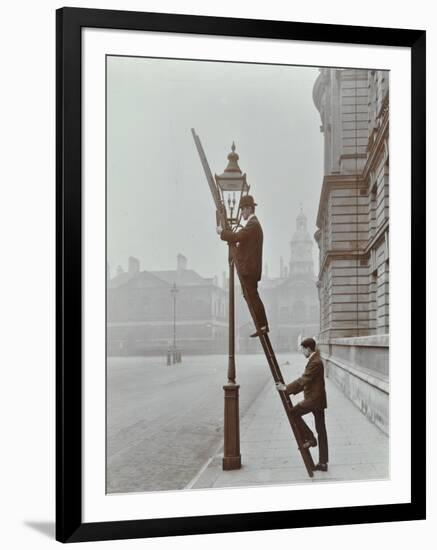 Testing Gas Pressure in Street Lighting, Westminster, London, 1910-null-Framed Photographic Print