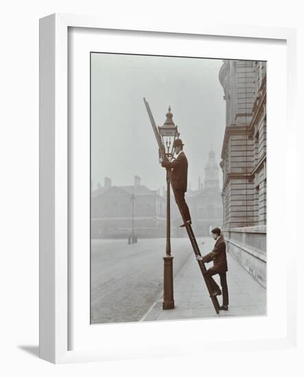 Testing Gas Pressure in Street Lighting, Westminster, London, 1910-null-Framed Photographic Print