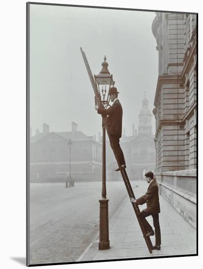 Testing Gas Pressure in Street Lighting, Westminster, London, 1910-null-Mounted Photographic Print