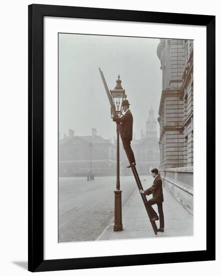 Testing Gas Pressure in Street Lighting, Westminster, London, 1910-null-Framed Photographic Print