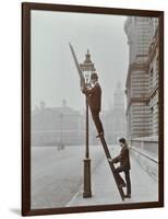 Testing Gas Pressure in Street Lighting, Westminster, London, 1910-null-Framed Photographic Print