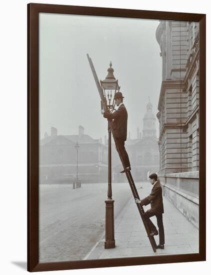 Testing Gas Pressure in Street Lighting, Westminster, London, 1910-null-Framed Photographic Print