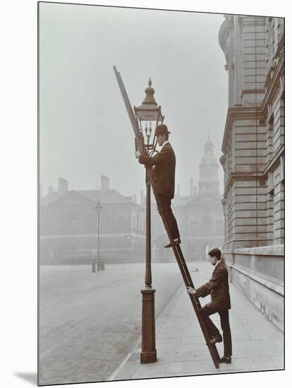 Testing Gas Pressure in Street Lighting, Westminster, London, 1910-null-Mounted Photographic Print