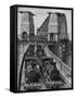 Testing Sydney Harbour Bridge by Driving Four Locomotives on Each of the Two Railway Tracks-null-Framed Stretched Canvas
