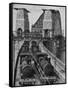 Testing Sydney Harbour Bridge by Driving Four Locomotives on Each of the Two Railway Tracks-null-Framed Stretched Canvas