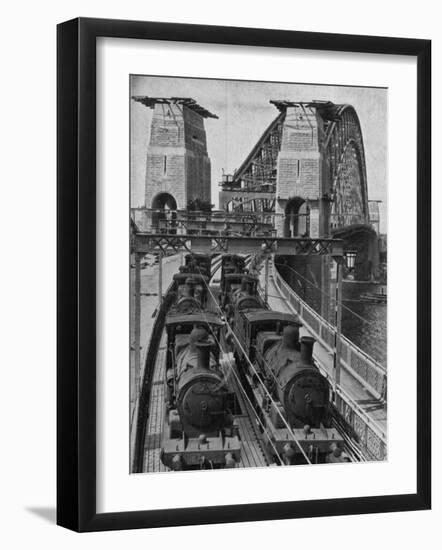 Testing Sydney Harbour Bridge by Driving Four Locomotives on Each of the Two Railway Tracks-null-Framed Photographic Print