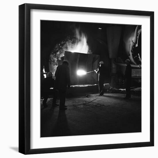 Testing Temperature of Molten Steel, Park Gate Iron and Steel Co, Rotherham, South Yorkshire, 1964-Michael Walters-Framed Photographic Print