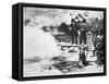 Testing the First Maxim Machine Gun, 1885 (B/W Photo)-English Photographer-Framed Stretched Canvas