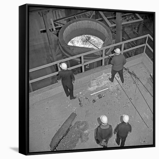 Testing the Temperature of Molten Steel, Park Gate, Rotherham, South Yorkshire, 1964-Michael Walters-Framed Stretched Canvas