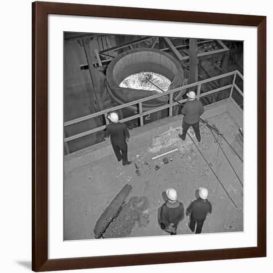 Testing the Temperature of Molten Steel, Park Gate, Rotherham, South Yorkshire, 1964-Michael Walters-Framed Photographic Print