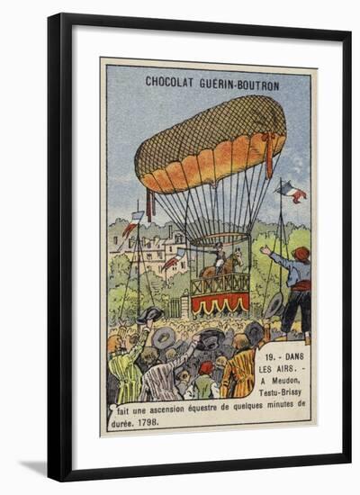 Testu-Brissy's Balloon Ascent on Horseback, Meudon, France, 1798-null-Framed Giclee Print