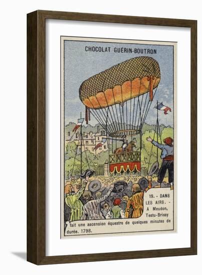 Testu-Brissy's Balloon Ascent on Horseback, Meudon, France, 1798-null-Framed Giclee Print