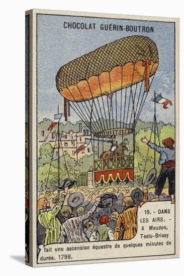 Testu-Brissy's Balloon Ascent on Horseback, Meudon, France, 1798-null-Stretched Canvas