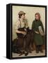 Tete a Tete, C.1888-1890 (Oil on Canvas)-John George Brown-Framed Stretched Canvas