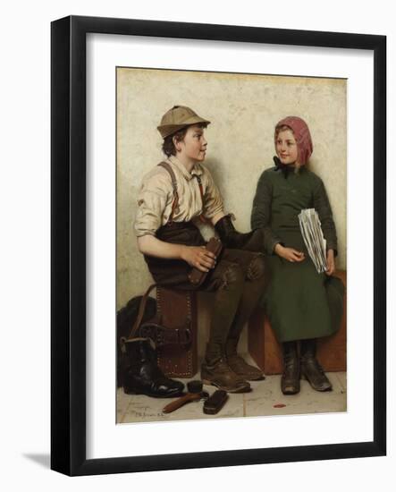 Tete a Tete, C.1888-1890 (Oil on Canvas)-John George Brown-Framed Giclee Print