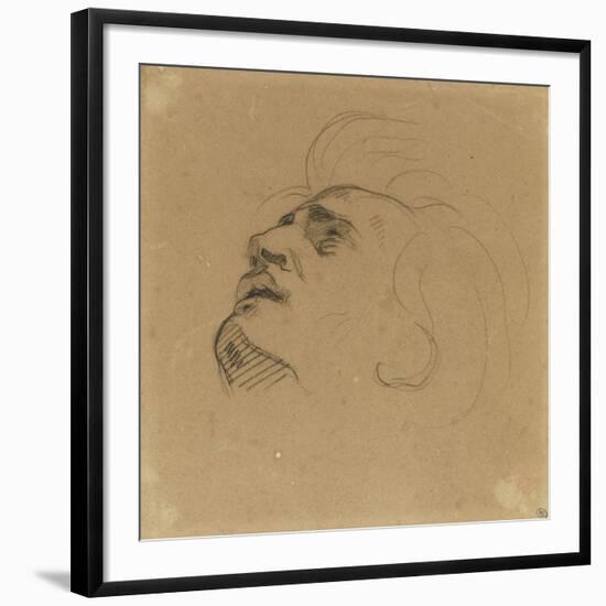 Tête d'homme renversé en arrière-Eugene Delacroix-Framed Giclee Print