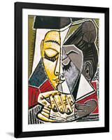 Tete d'une Femme Lisant-Pablo Picasso-Framed Art Print