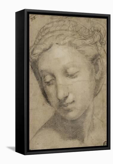 Tête de femme, de trois quarts vers la gauche-Raffaello Sanzio-Framed Stretched Canvas