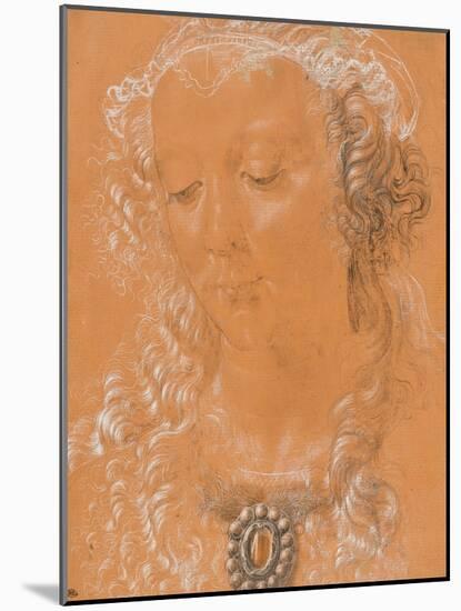 Tête de femme, les yeux baissés, légèrement tournée vers la gauche-Andrea del Verrocchio-Mounted Giclee Print