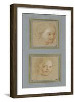 Tête de jeune fille, vue de trois quarts vers droite ; Tête d'enfant, vue presque de trois quarts-Antoine Coypel-Framed Giclee Print