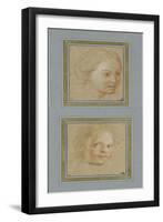 Tête de jeune fille, vue de trois quarts vers droite ; Tête d'enfant, vue presque de trois quarts-Antoine Coypel-Framed Giclee Print